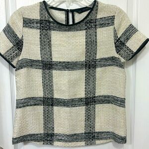 Zara Basics Women’s Size XS Blouse; short sleeve; black/ivory